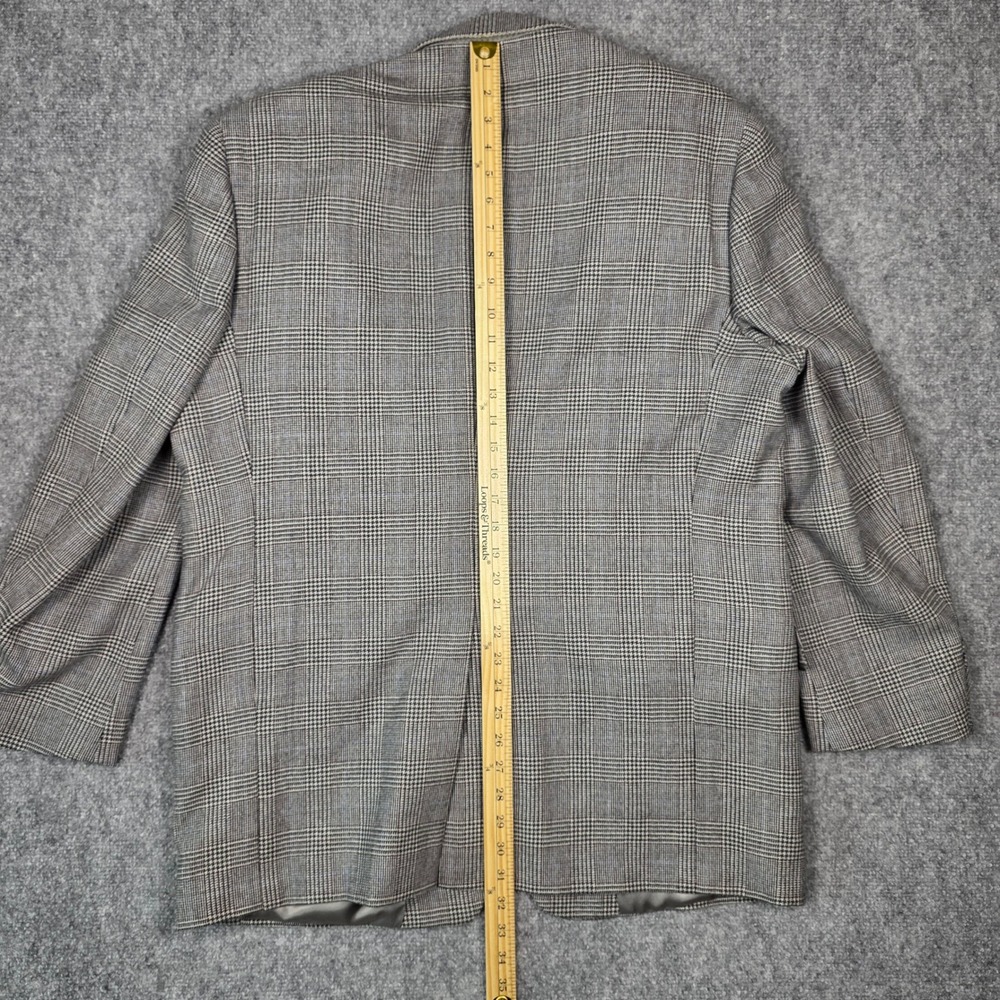 Vtg Hart Schaffner Marx Blazer Men 44R Wool Grey Glen Plaid Houndstooth Coat - Picture 14 of 16